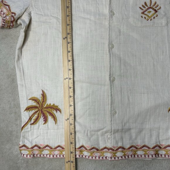 Marine Layer Embroidered Resort Shirt Men’s Medium Button Up Short Sleeve Camp - Picture 6 of 7